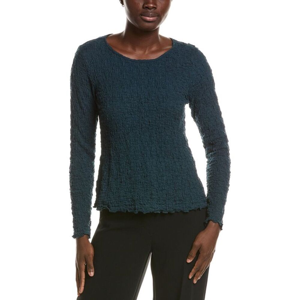 Eileen Fisher Womens  Round Neck Top, Green